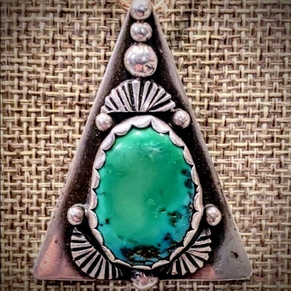 Gdene Vintage Navajo Sterling Silver Turquoise Pendant